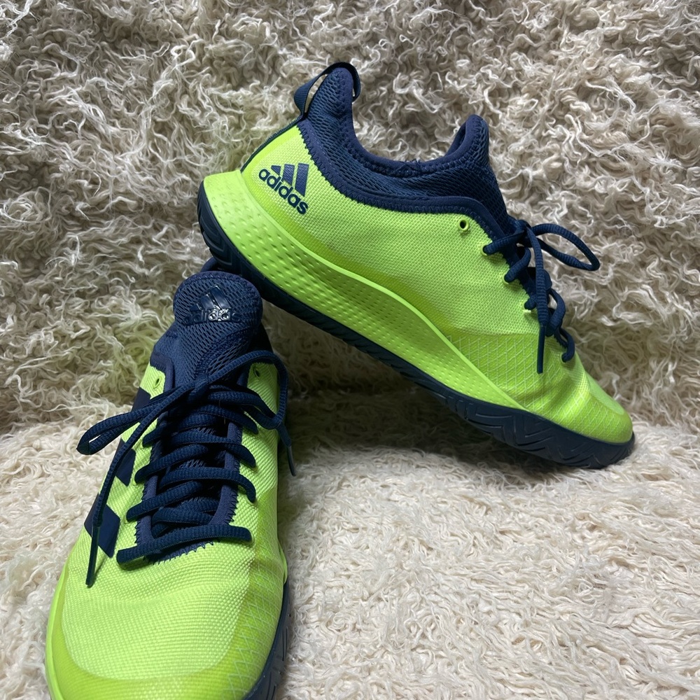 adidas Neon Yellow and Navy Athletic Running Shoes - Picture 3 of 7